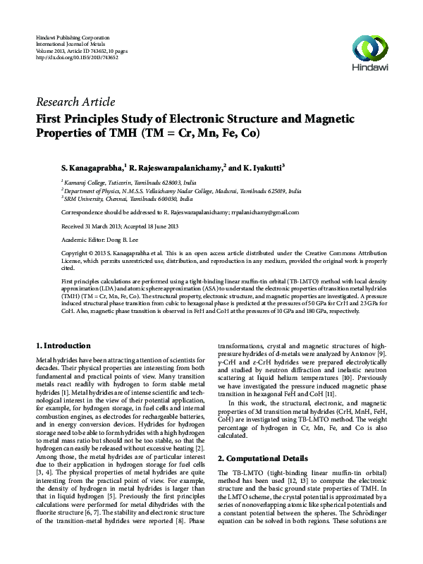 (PDF) First principles Study of Electronic Structure and Optical ...