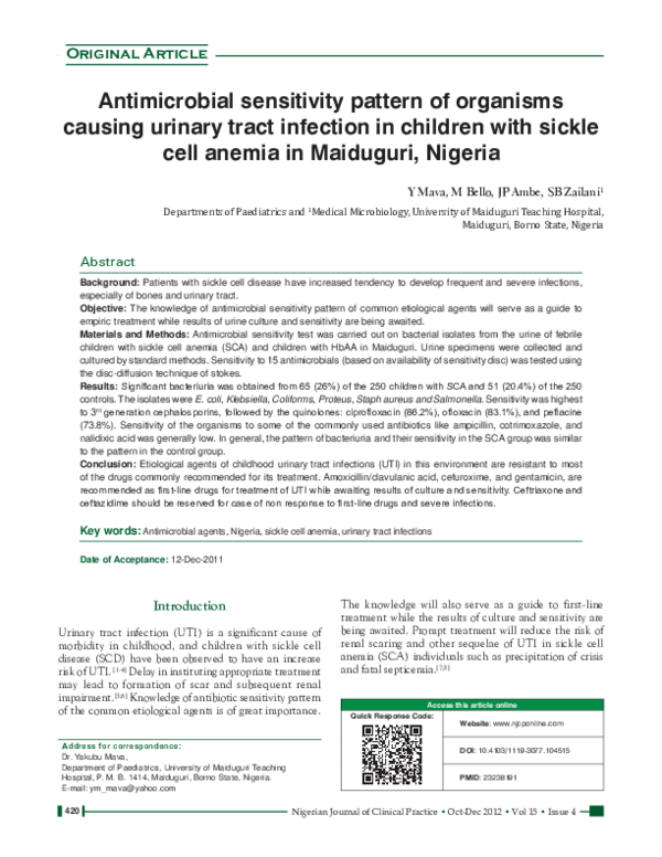 (PDF) Antimicrobial sensitivity pattern of organisms causing urinary ...
