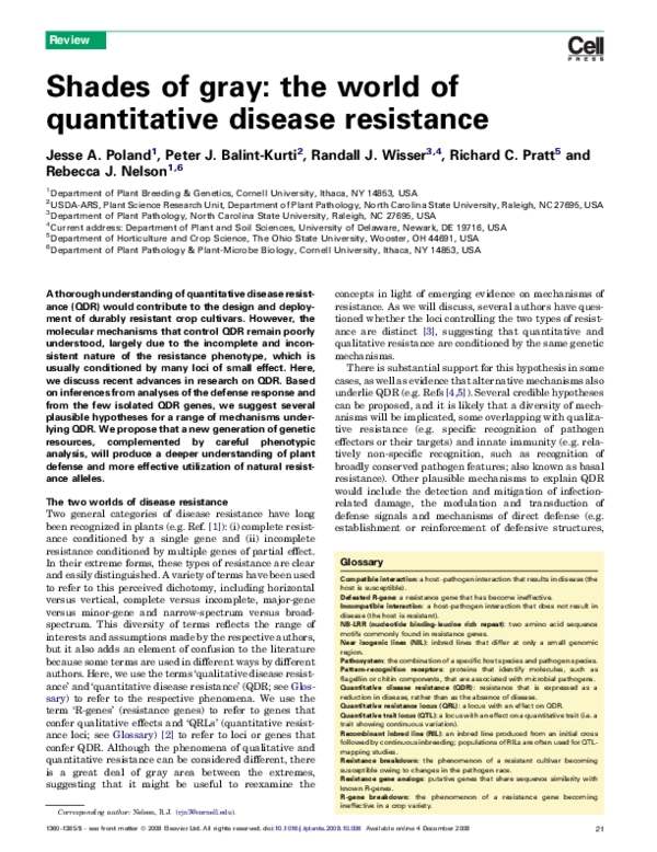 (PDF) Shades of gray: the world of quantitative disease resistance