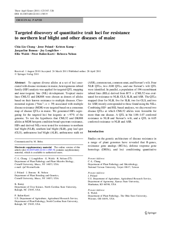 (PDF) Targeted discovery of quantitative trait loci for resistance to ...