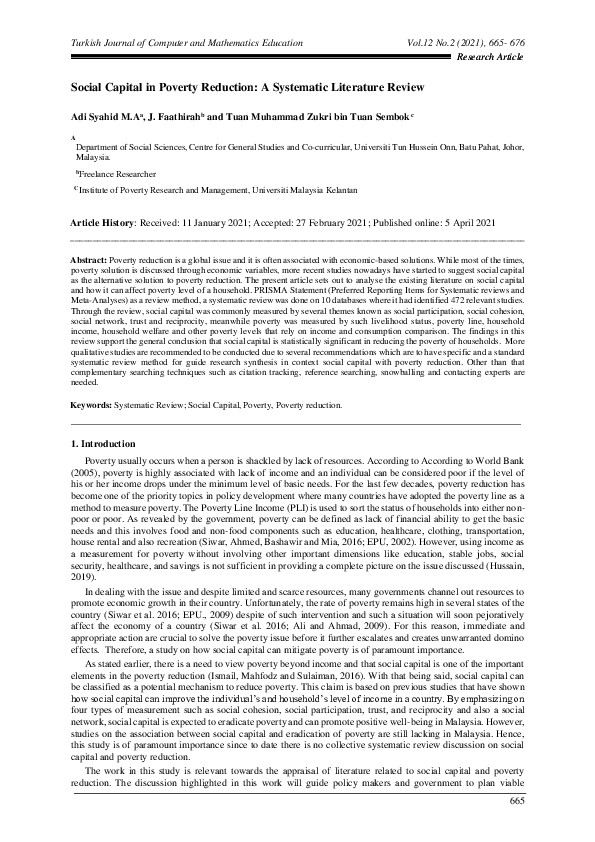 (PDF) Social Capital in Poverty Reduction: A Systematic Literature Review