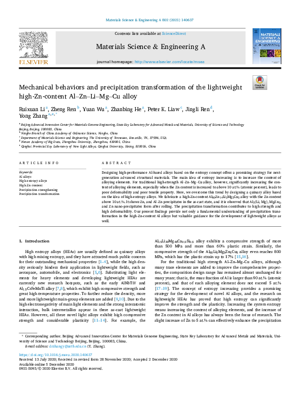 (PDF) Mechanical behaviors and precipitation transformation of the ...