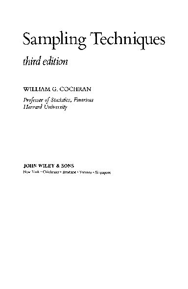PDF) COCHRAN, W. Sampling techniques compressed