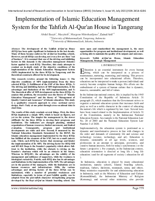 (PDF) Implementation of Islamic Education Management System for the ...