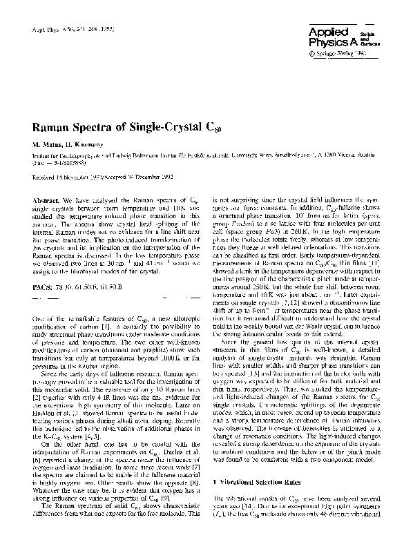 (PDF) Raman spectra of single-crystal C60