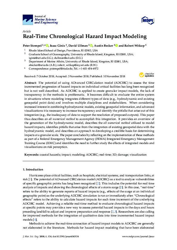 (PDF) Real-Time Chronological Hazard Impact Modeling