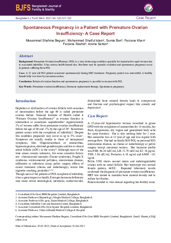 (PDF) Spontaneous Pregnancy in a Patient with Premature Ovarian ...