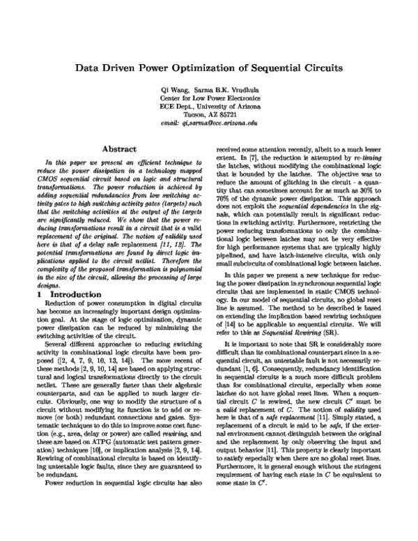 (PDF) Data driven power optimization of sequential circuits