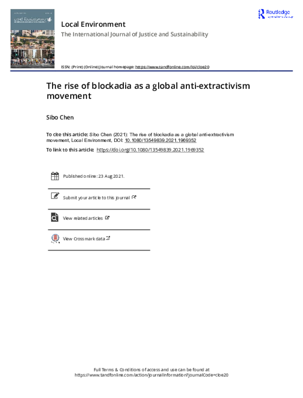 (PDF) Chen, S. (2021). The rise of blockadia as a global anti ...