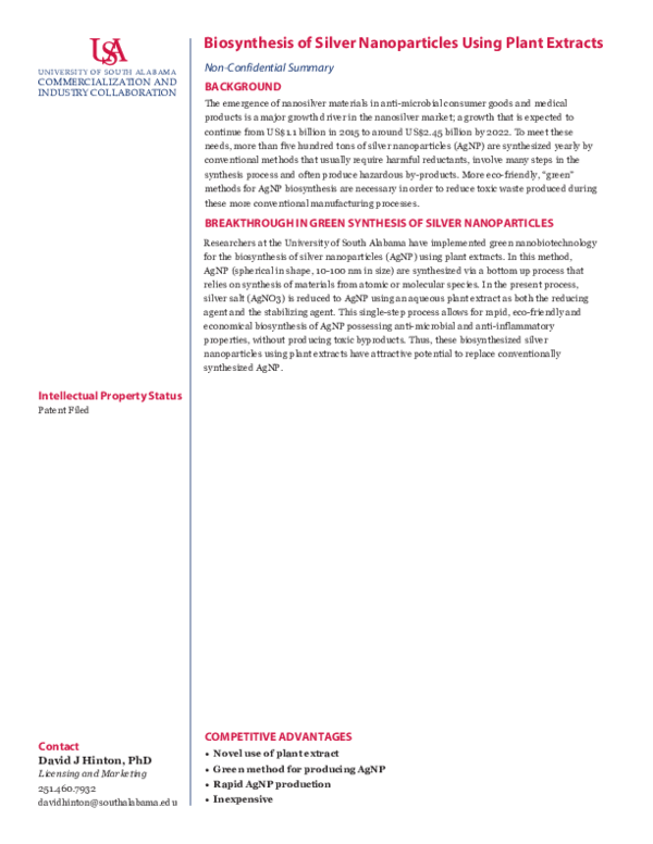 (PDF) Biosynthesis of silver nanoparticles using plant extracts