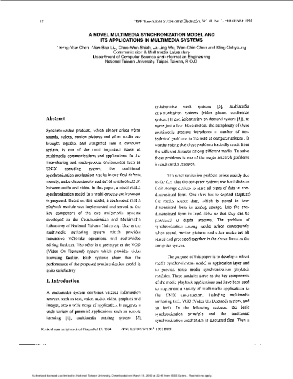 (PDF) A novel multimedia synchronization model and its applications in ...