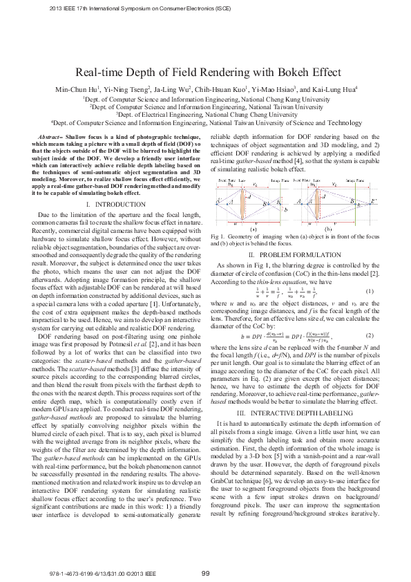 (PDF) Real-time depth of field rendering with bokeh effect