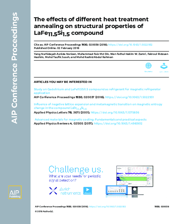 PDF) Impact of Heat Treatment on LaFe11.5Si1.5 Structure Properties