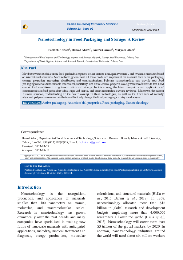 (DOC) Nanotechnology in Food Packaging and Storage: A Review