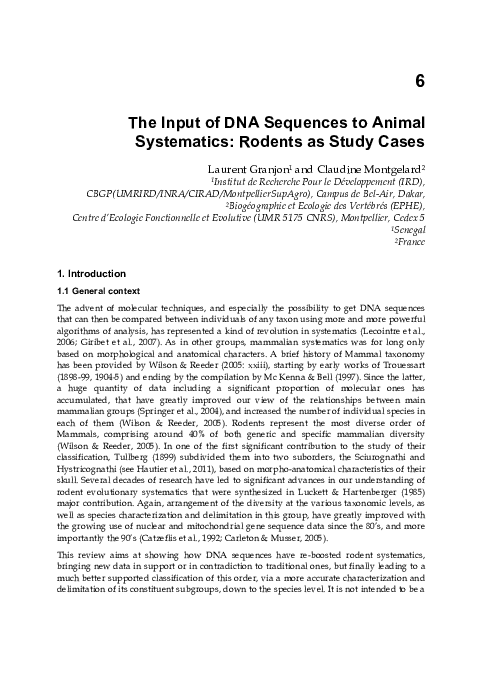 (PDF) The Input of DNA Sequences to Animal Systematics: Rodents as ...