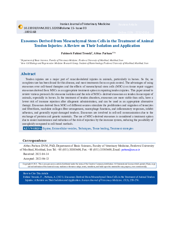 (DOC) Exosomes Derived from Mesenchymal Stem Cells in the Treatment of ...