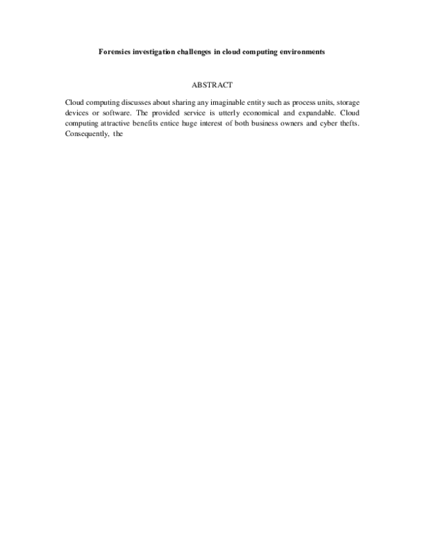 (PDF) Forensics investigation challenges in cloud computing environments