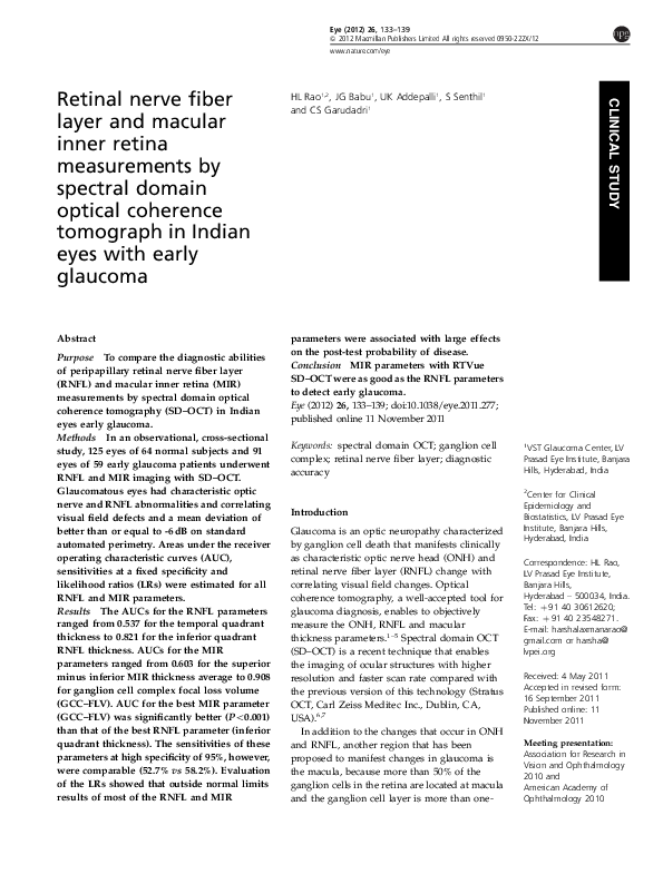 (PDF) Retinal nerve fiber layer and macular inner retina measurements ...