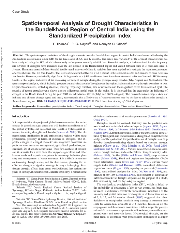 (PDF) Spatiotemporal Analysis of Drought Characteristics in the ...