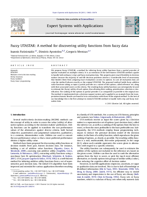 (PDF) Fuzzy UTASTAR: A method for discovering utility functions from ...