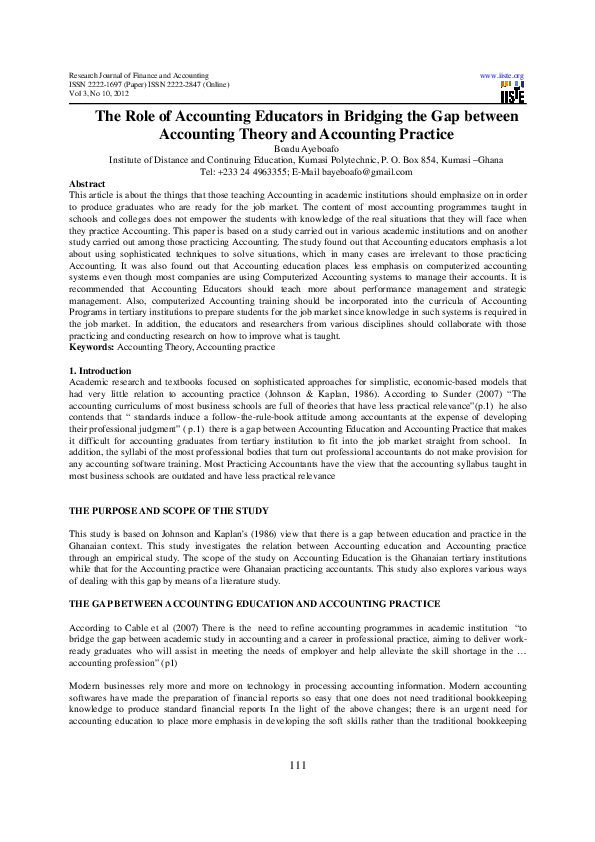 (PDF) The Role of Accounting Educators in Bridging the Gap between ...