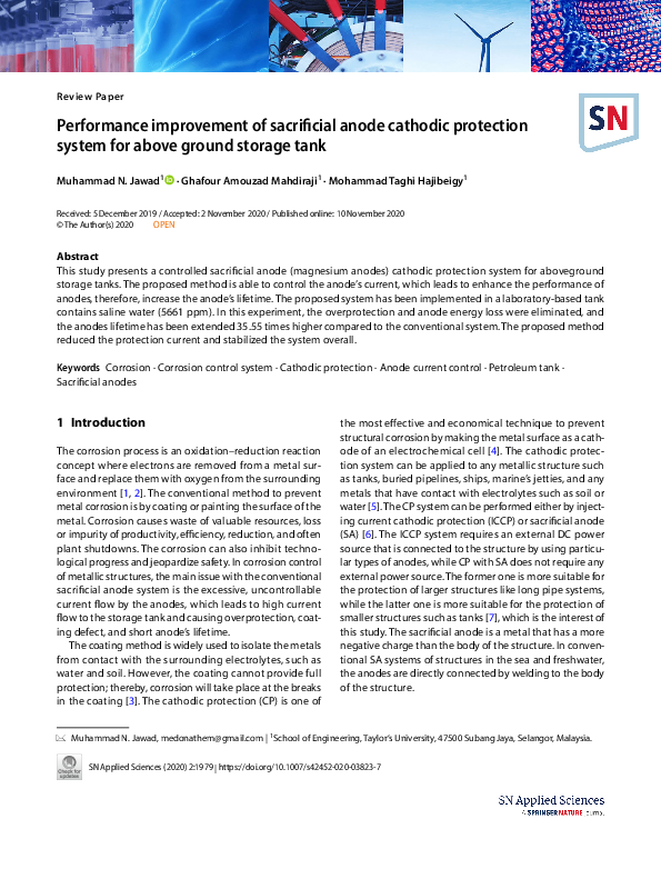 (PDF) Performance improvement of sacrificial anode cathodic protection ...