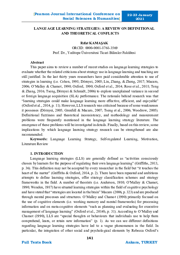 (PDF) LANGUAGE LEARNING STRATEGIES: A REVIEW ON DEFINITIONAL AND ...