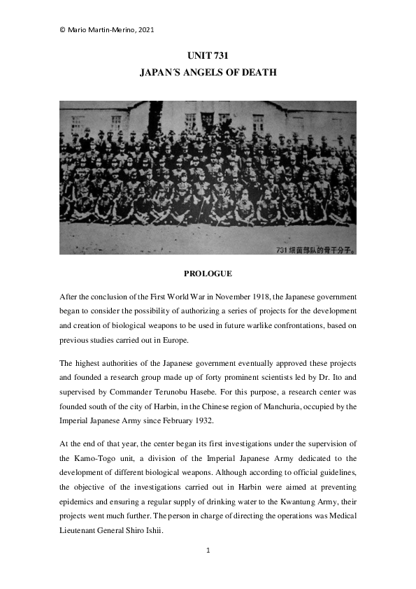 PDF) Unit 731 : Japan´s Angels of Death