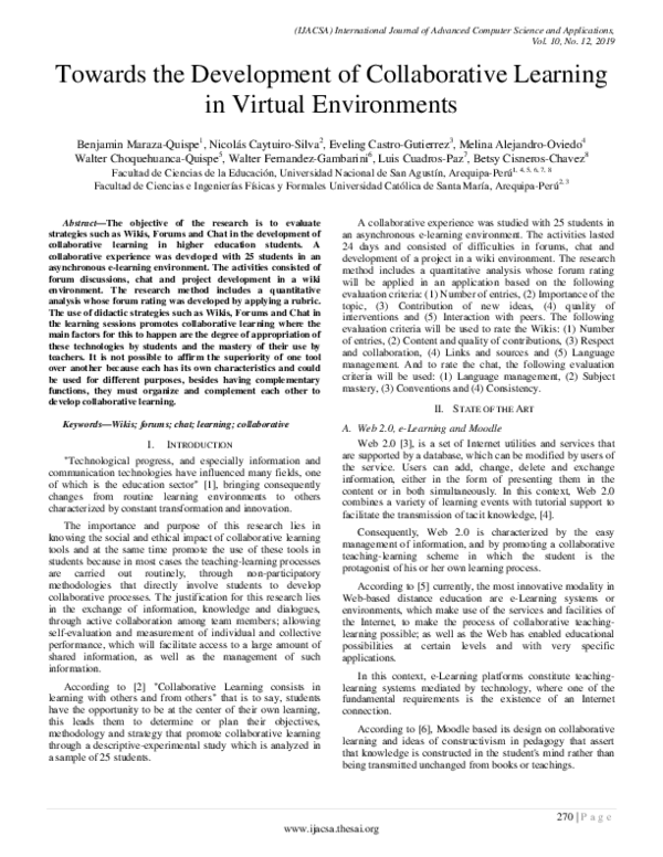 (PDF) Towards the Development of Collaborative Learning in Virtual ...