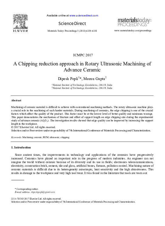 (PDF) A Chipping reduction approach in Rotary Ultrasonic Machining of ...