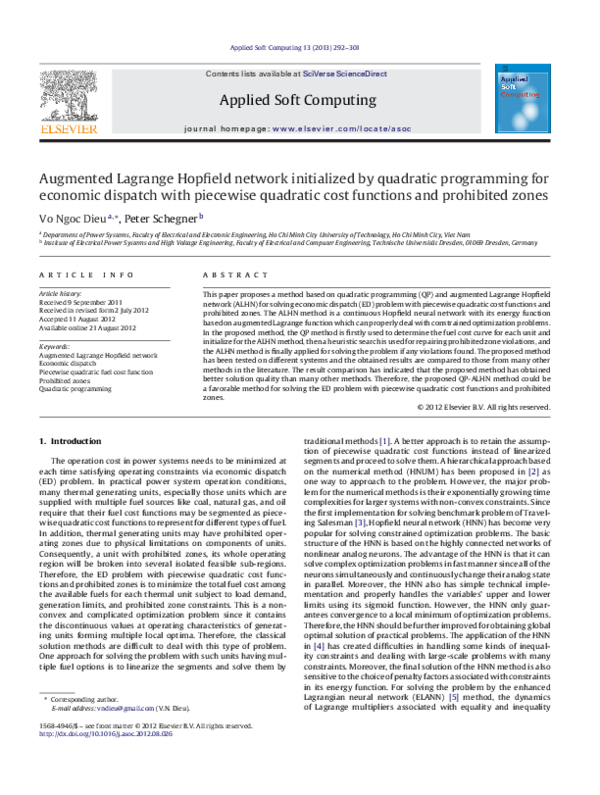 (PDF) Augmented Lagrange Hopfield network initialized by quadratic ...