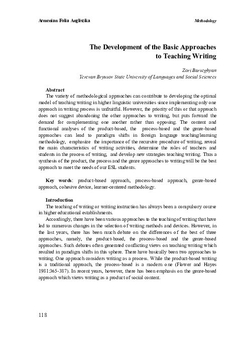 (PDF) The Development of the Basic Approaches to Teaching Writing ...