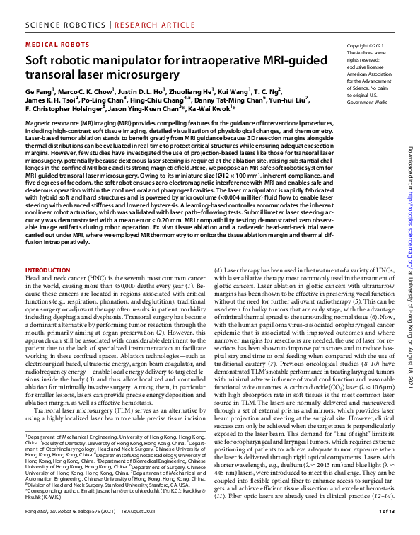 (PDF) Soft robotic manipulator for intraoperative MRI-guided transoral ...