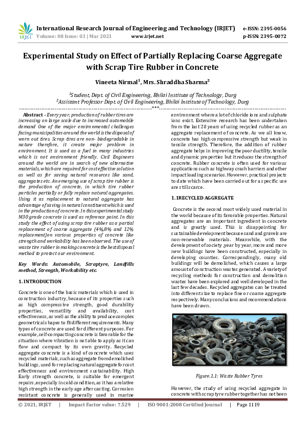 (PDF) Use of Rubber Particles from Recycled Tires as Concrete Aggregate