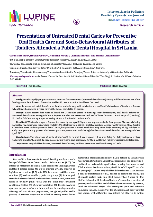 (PDF) Presentation of Untreated Dental Caries for Preventive Oral ...