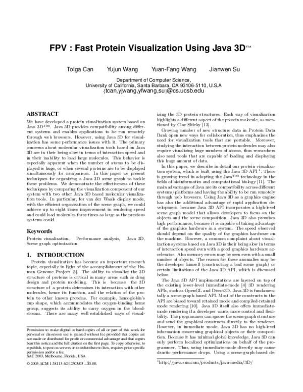 (PDF) FPV: fast protein visualization using Java 3D