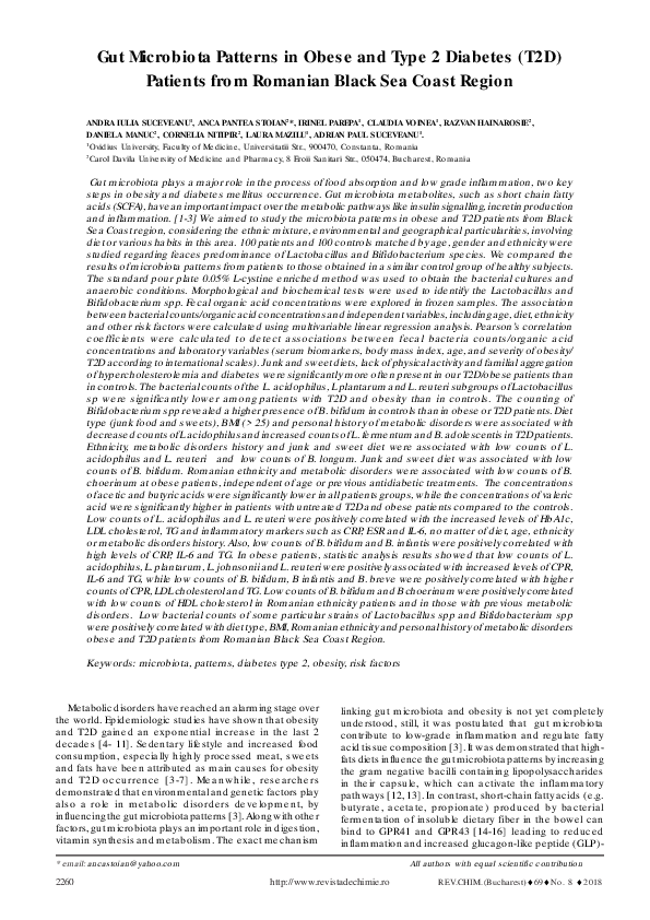 (PDF) Gut Microbiota Patterns in Obese and Type 2 Diabetes (T2D ...
