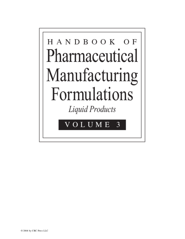 (PDF) Pharmaceutical Manufacturing Formulations Liquid Products