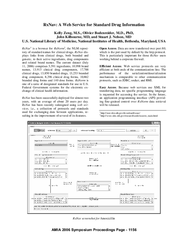 (PDF) RxNav: a web service for standard drug information