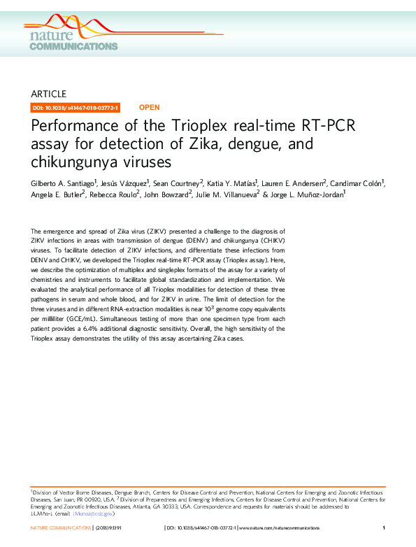 PDF Performance Of The Trioplex Real time RT PCR Assay For Detection PDF Performance Of The Trioplex Real time RT PCR Assay For Detection
