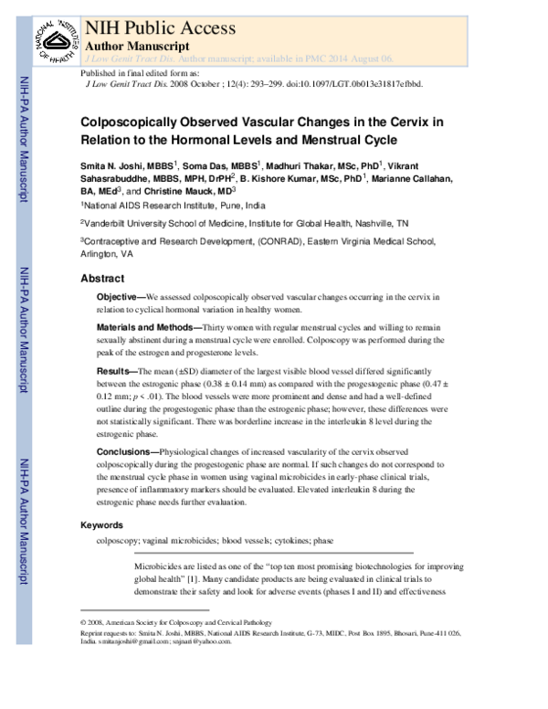 (PDF) Colposcopically Observed Vascular Changes in the Cervix in ...