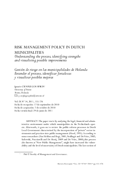 (PDF) RISK MANAGEMENT POLICY IN DUTCH MUNICIPALITIES understanding the ...