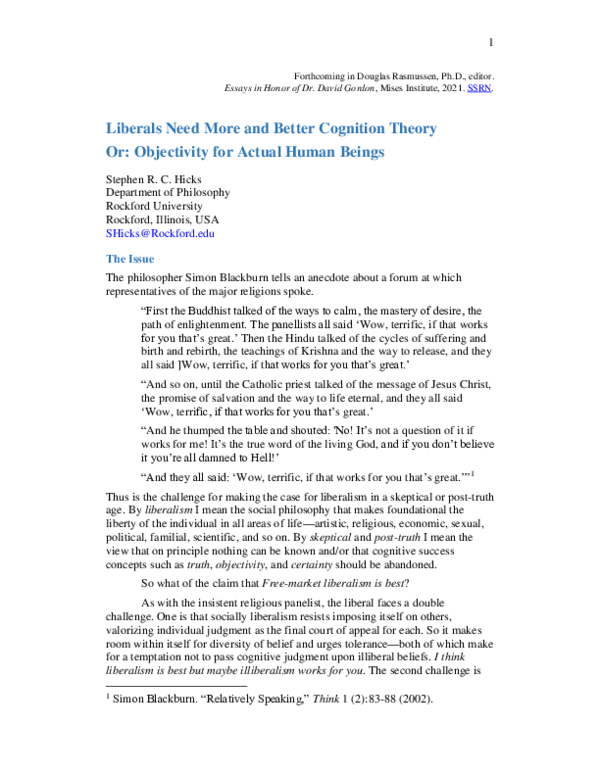 (PDF) Objectivity for Actual Human Beings