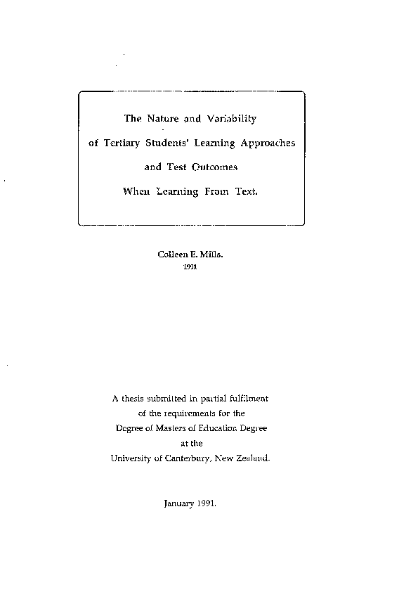 (PDF) The nature and variability of tertiary students' learning ...