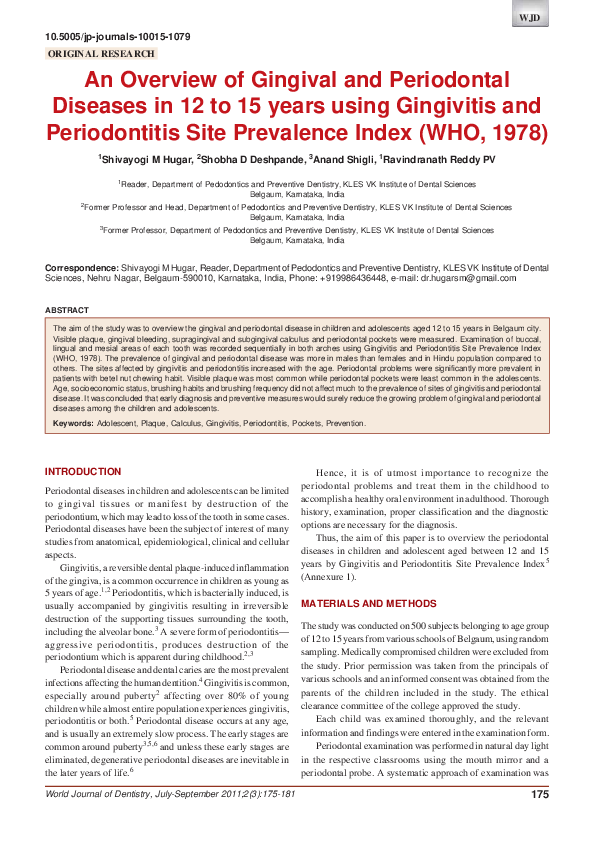 (PDF) An Overview of Gingival and Periodontal Diseases in 12 to 15 ...