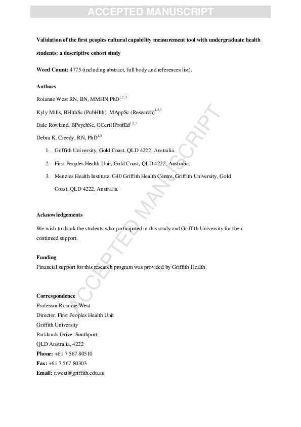 (PDF) Validation of the first peoples cultural capability measurement ...