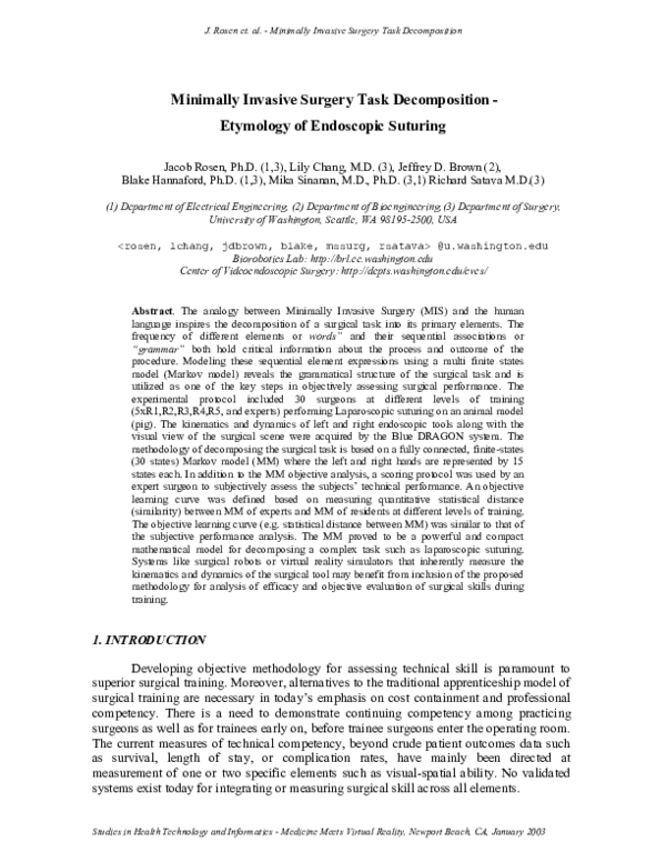 (PDF) Minimally invasive surgery task of