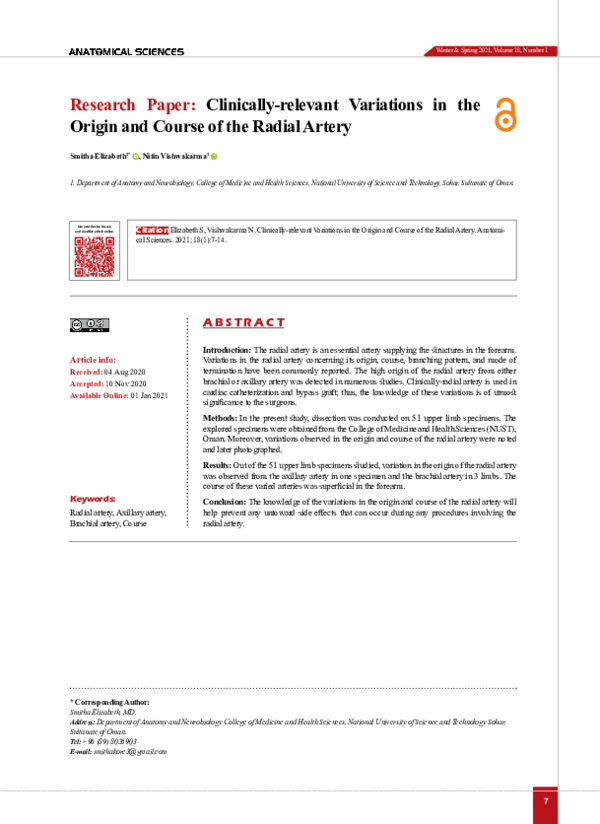(PDF) Clinically-relevant Variations in the Origin and Course of the ...