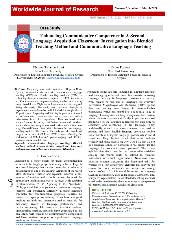 (PDF) Enhancing Communicative Competence in A Second Language ...