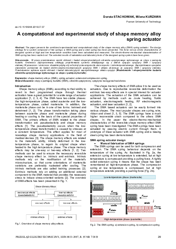 (PDF) A computational and experimental study of shape memory alloy ...